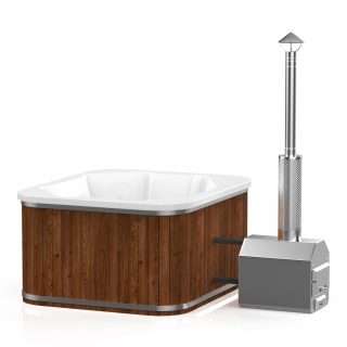Square hot tub (external oven) 192×162 – Spruce wood